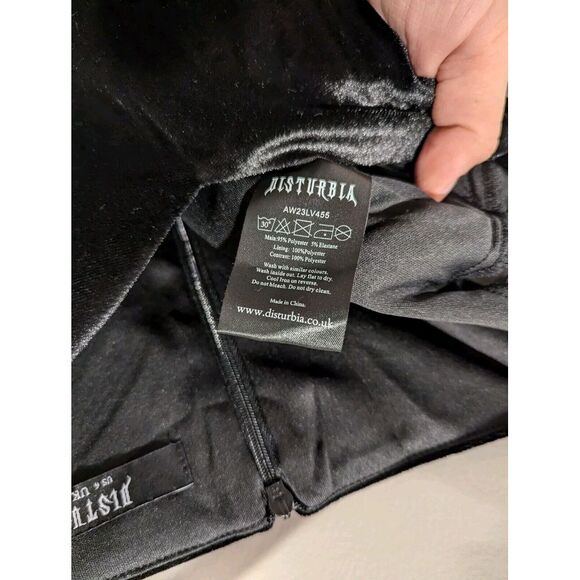 Disturbia Embroidered Tulle Puff Mini Dress Sz 6 Black Velvet Lace Romantic Goth - Picture 8 of 11